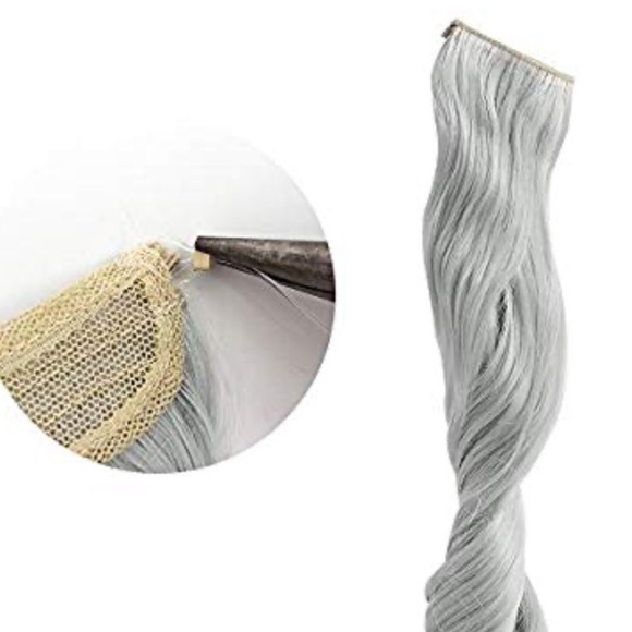 Silver Gray Wavy Curly 20” Hair Halo Extension